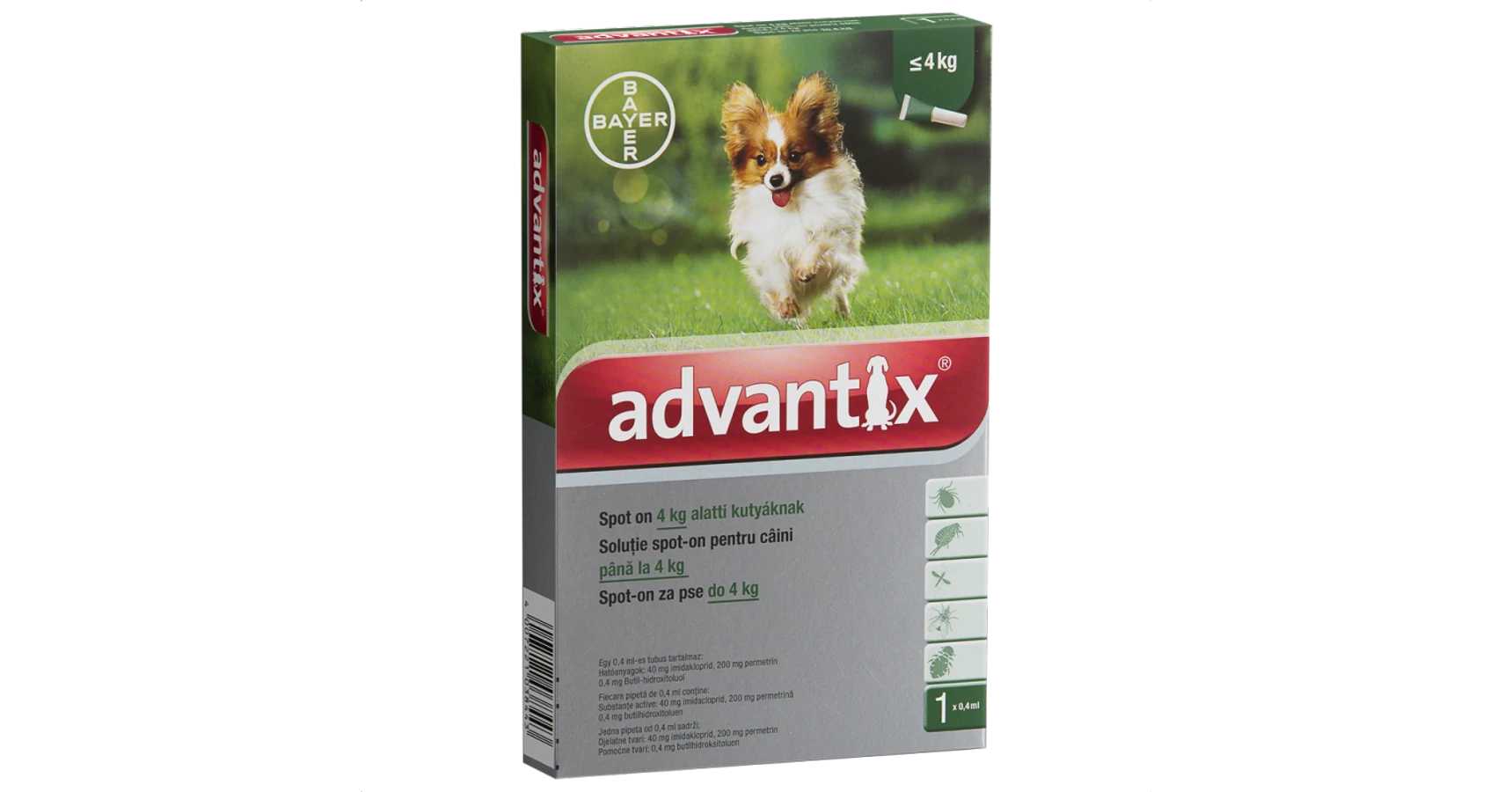 Advantix spot on 4 kg alatti kutyák részére 4 db/doboz - ÉLŐSKÖDŐK ...